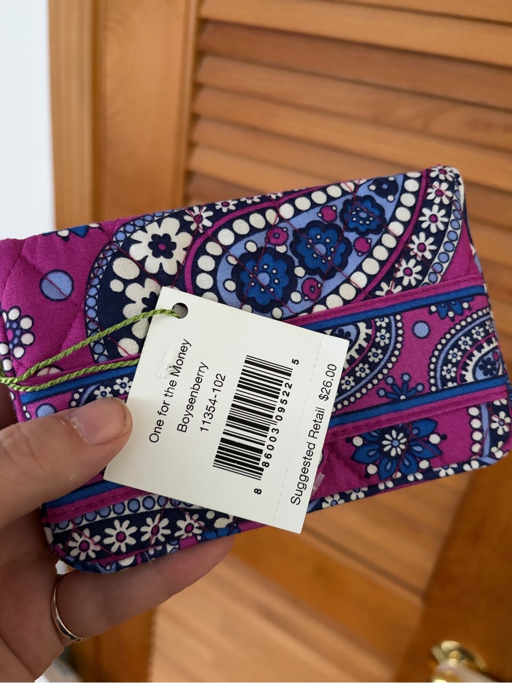 Vera Bradley One for the money wallet in boysenberry NWT